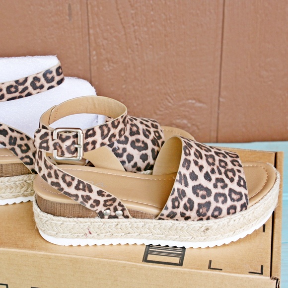 SODA Topic Flatform Sandals Espadrille Oat Cheetah - Picture 4 of 6